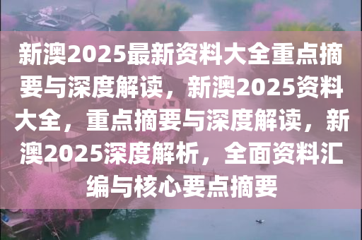 新澳2025年正版资料设施释义解释落实深度探讨